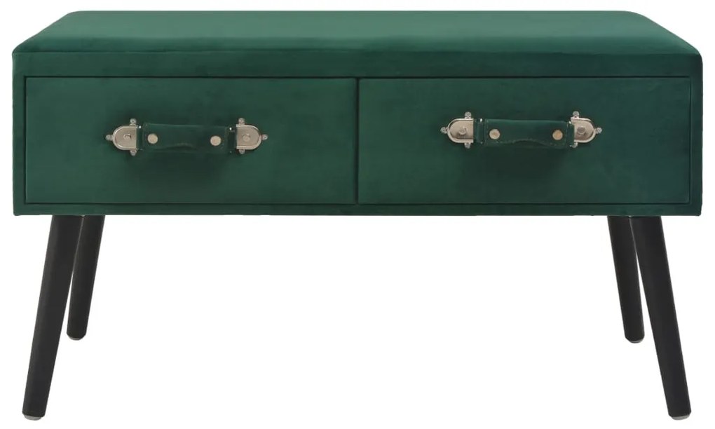 Panca con cassetti 80 cm verde in velluto