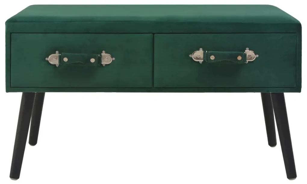Panca con cassetti 80 cm verde in velluto