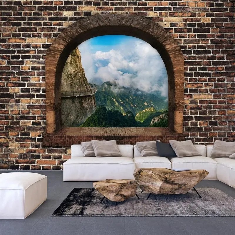 Fotomurale adesivo  Stony Window: Mountains  Larghezza x Altezza Home decor 392x280