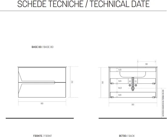 Mobile bagno con 2 cassetti HAITI 80 cm Larice Bianco