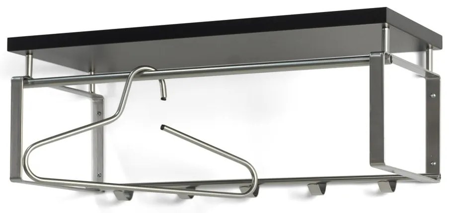 Attaccapanni da parete nero/argentato in metallo con scaffale 70 cm Rex – Spinder Design