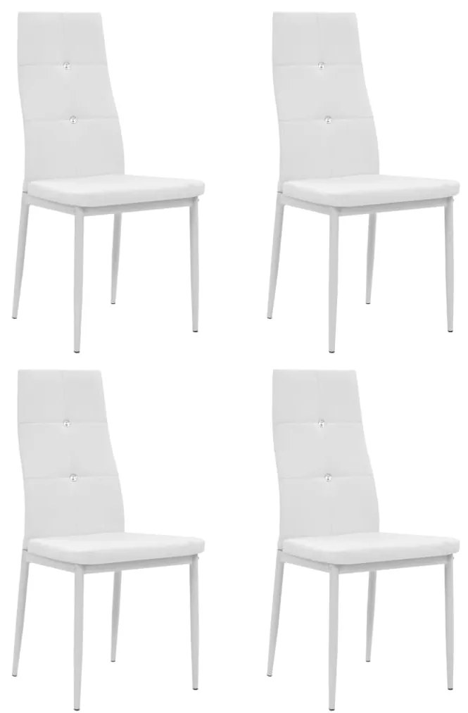 Sedie Da Pranzo 4 Pz Bianche İn Similpelle /