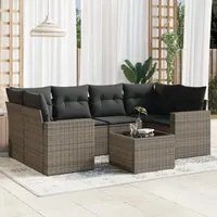 Set Divani da Giardino 7 pz con Cuscini Grigio in Polyrattan 3251057