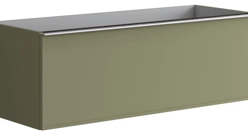 Mobile da bagno sotto lavabo Pixel frame verde laccato opaco L 120 x H 40 x P 45.5 cm 2 cassetti, lavabo non incluso
