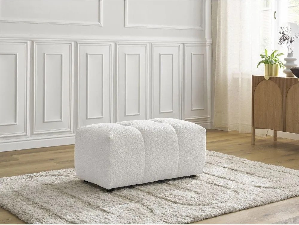 Poggiapiedi bianco con rivestimento in bouclé Roxelane – Bobochic Paris