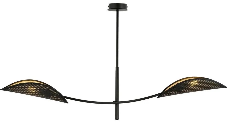 Lampadario a sospensione con supporto rigido LOTUS 2xE14/10W/230V nero/oro