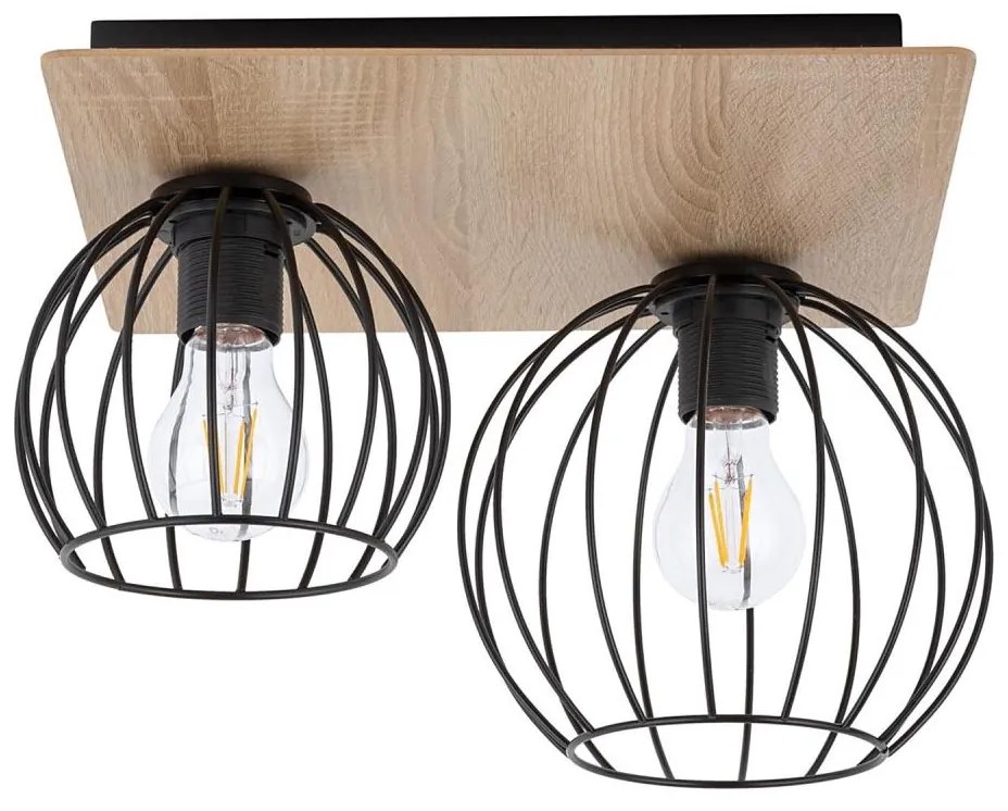 Lampadario a plafone CYBER 2xE27/60W/230V legno/nero