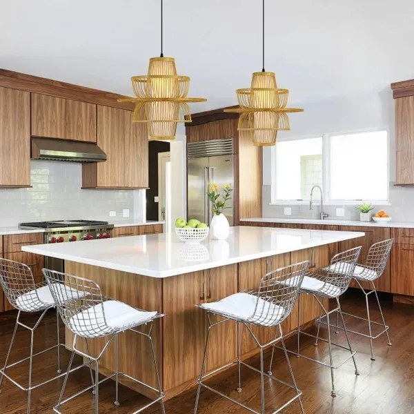 Immax 08254L - Lampadario a sospensione con filo PINCHOS 1xE27/40W/230V diametro 45 cm bambù