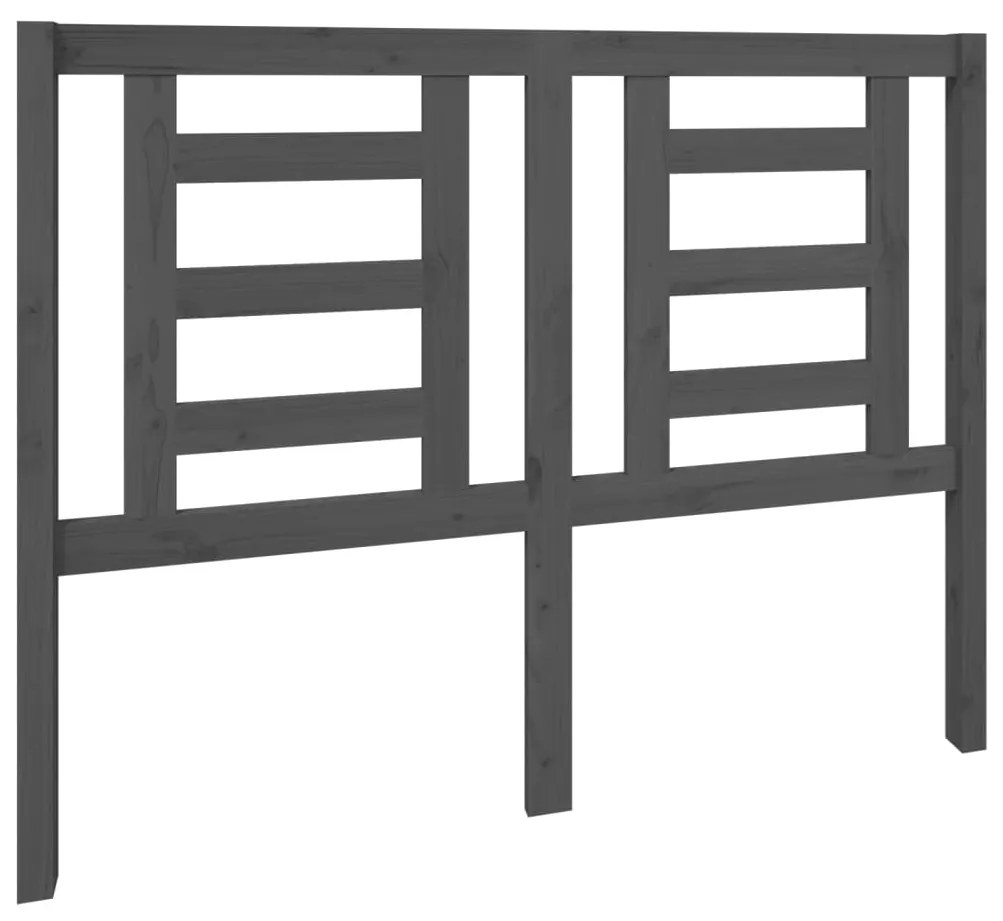 Testiera per letto grigia 126x4x100cm in legno massello di pino