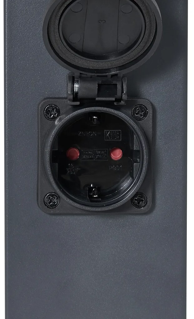 Lampada da esterno grigio scuro con vetro opale 80cm IP44 con presa e sensore di movimento - Malios