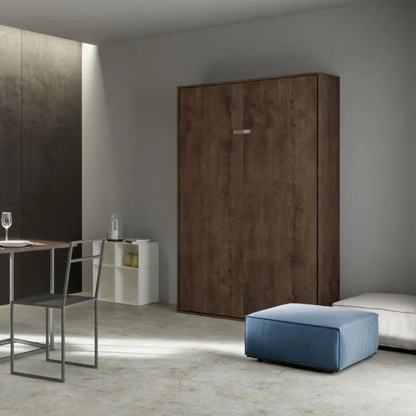 Letto a scomparsa verticale una piazza e mezza 120 cm KENTARO Noce