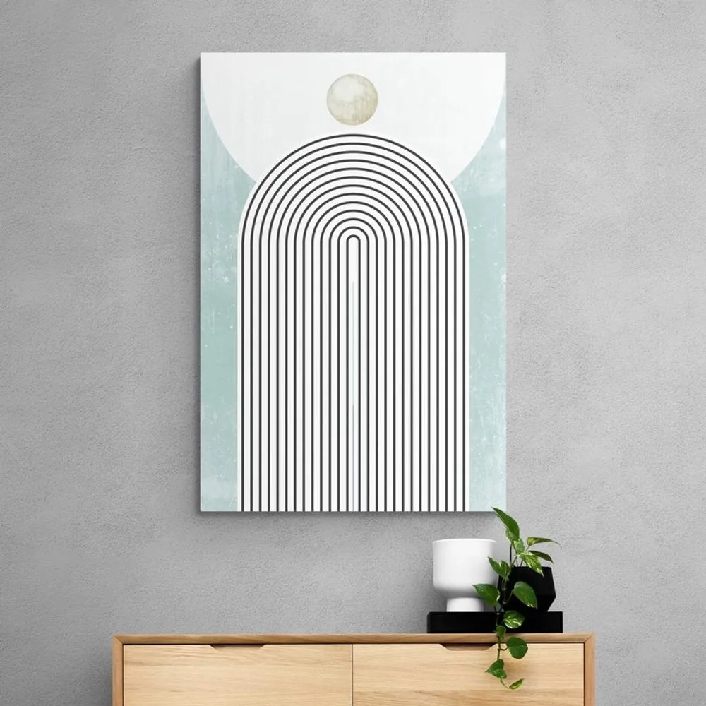Quadro su tela – Arcobaleno blu moderno Mid-Century