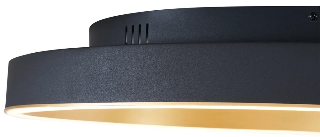 Plafoniera di design nera con oro 60 cm con LED con interruttore a 3 vie - Ingo