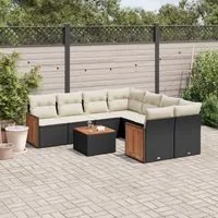 Set Divani da Giardino 9 pz con Cuscini Nero in Polyrattancod mxl 112822