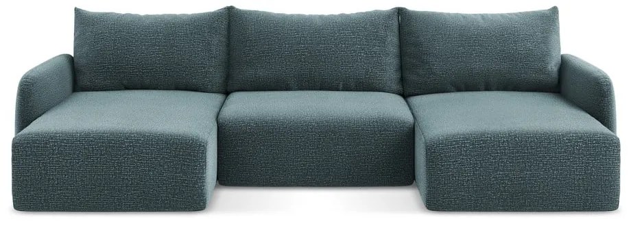 Divano angolare turchese allungabile/con contenitore Kalena – Makamii