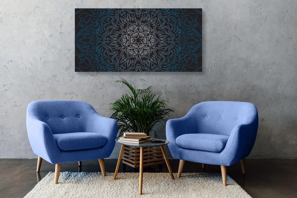Stampa su tela – Mandala ornamentale su sfondo nero