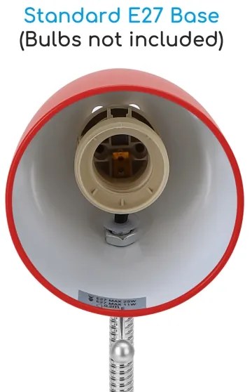 Aigostar - Lampada da tavolo con morsetto 1xE27/11W/230V rosso/cromo