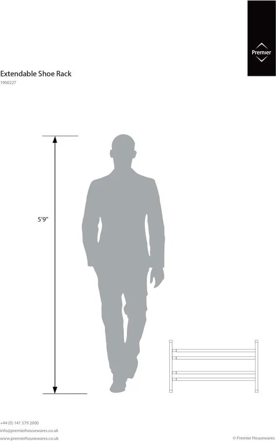 Scarpiera argentata in metallo allungabile – Premier Housewares