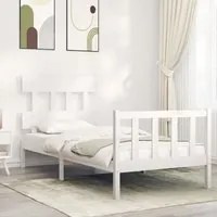 Giroletto con Testiera Bianco 90x200 cm in Legno Massello 3193322