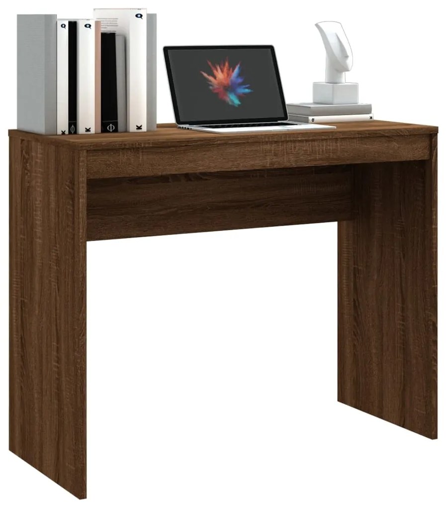 Scrivania rovere marrone 90x40x72 cm in legno multistrato