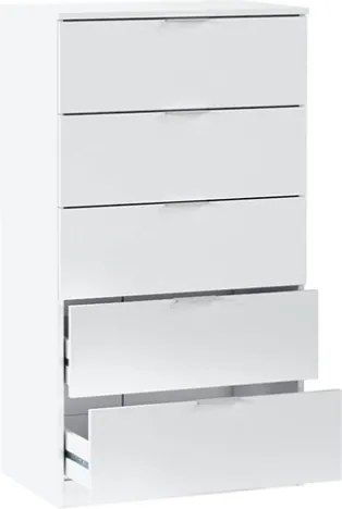 Cassettiera Moderna 5 Cassetti 60x40x110 Bianco Opaco Basic Line