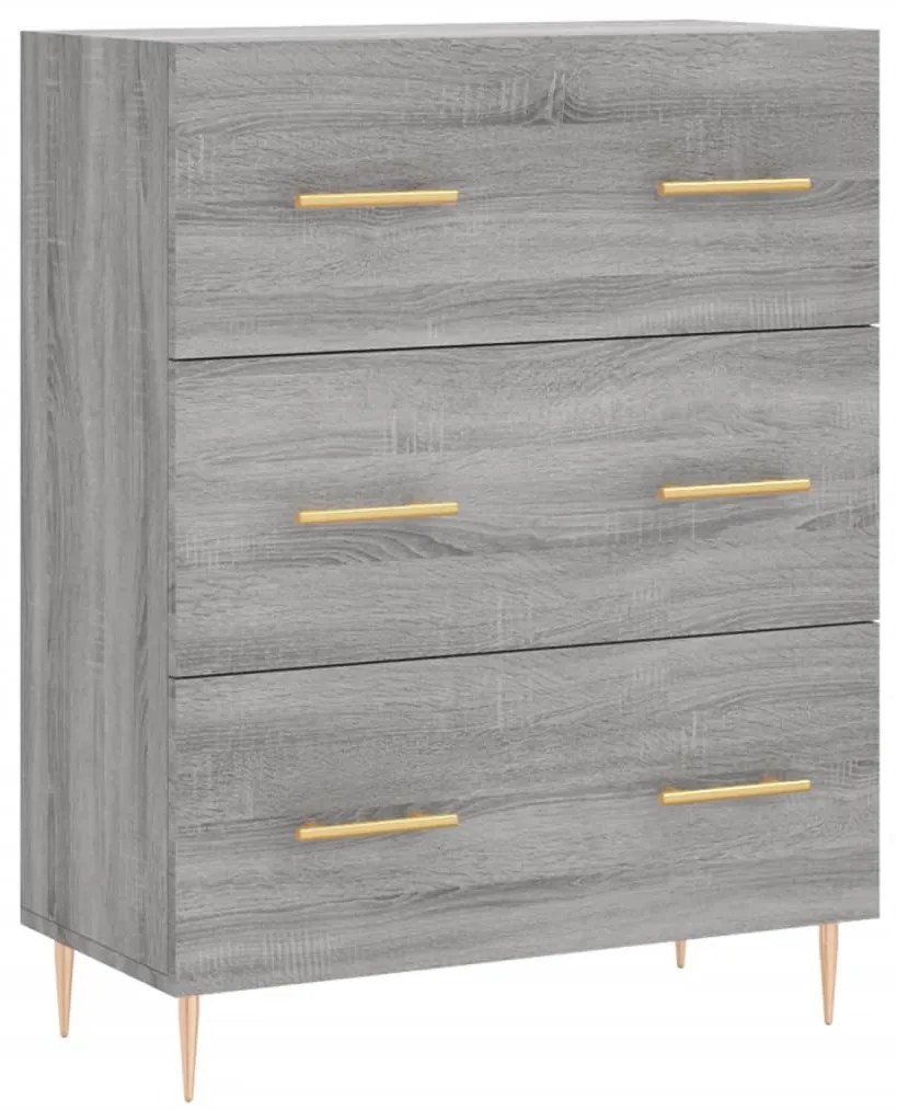 Credenza Grigio Sonoma 69,5x34x180 cm in Legno Multistrato