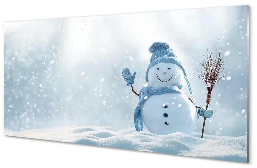 Quadro su vetro Pupazzo di neve 100x50 cm 2 appendini