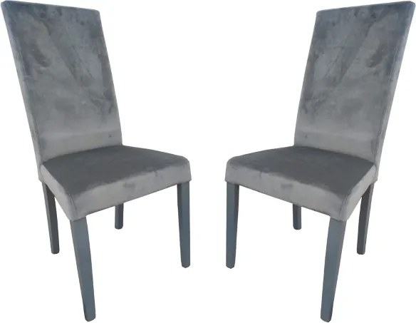 Sedia in Velluto con gambe verniciate GRIGIO mod.DENVER Set da 2