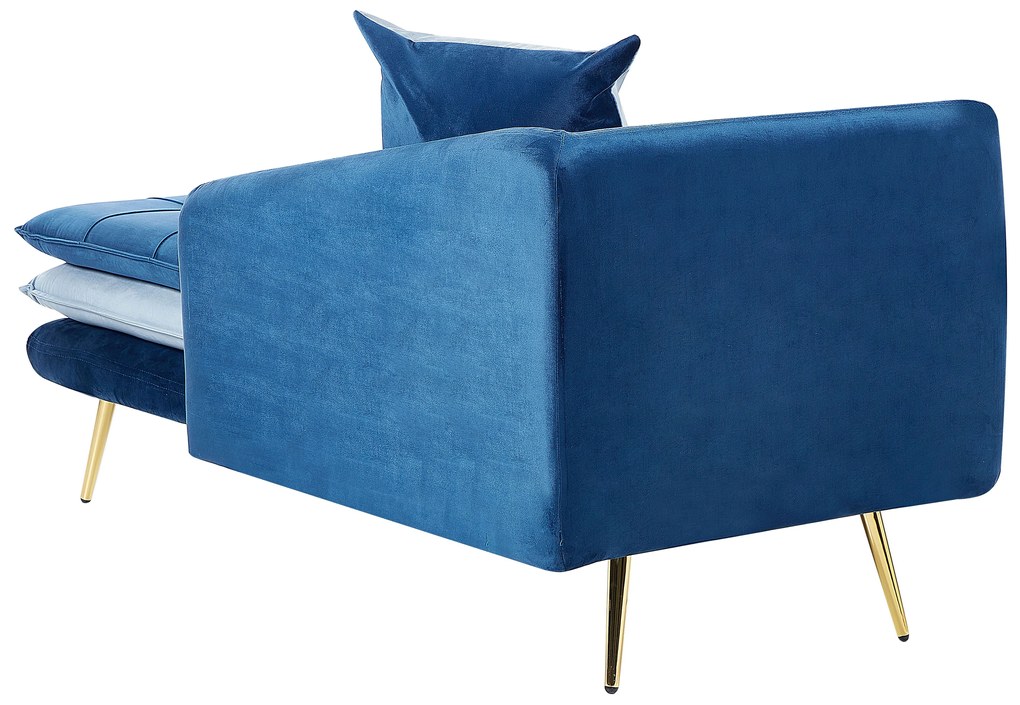 Chaise longue sinistra velluto blu e azzurro GONESSE Beliani