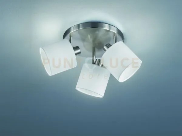 Tommy plafoniera 3 spots con diffusori paralumi bianchi base metall...