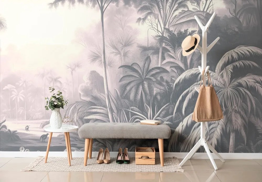 Carta da parati – Alberi tropicali con tocco vintage