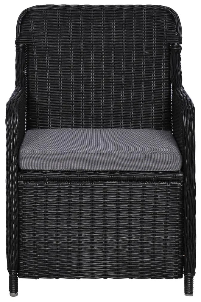 Set da pranzo da giardino 11 pz in polyrattan nero