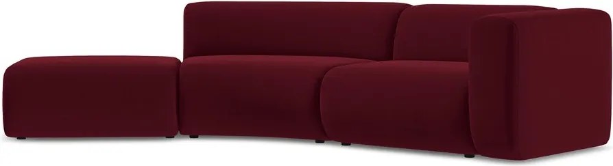 Chaise longue burgundy (con penisola a sinistra) con rivestimento in velluto Ekahi – Makamii