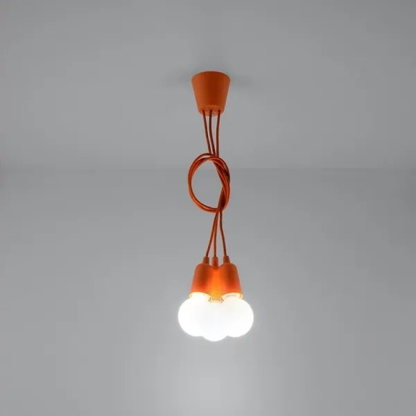 Lampadario su filo DIEGO 3xE27/60W/230V arancione