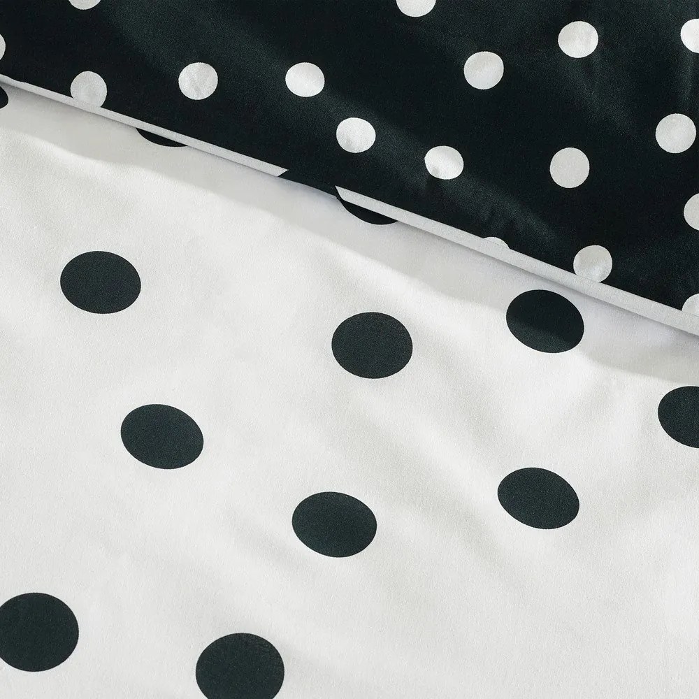 Set copripiumino e federa bianco e nero per letto matrimoniale 3 pezzi 200x200 cm Polka Dot – Catherine Lansfield
