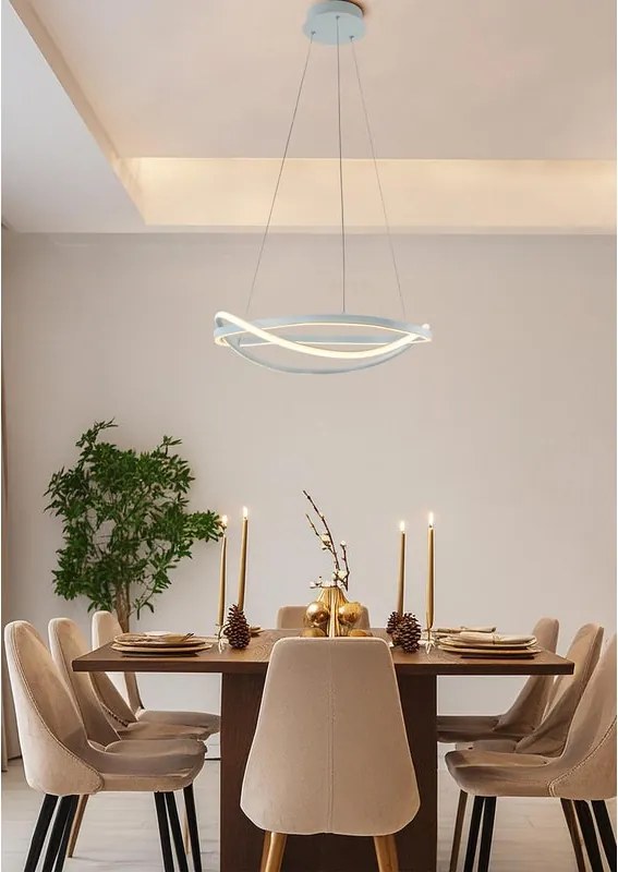 Lampadario LED moderno Persy bianco Ø55cm 2800 lumen, NOVECENTO