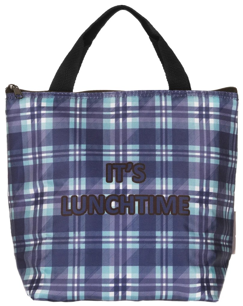 Borsa lunch box tartan blu
