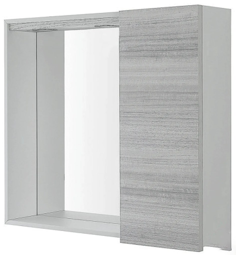 Specchio Contenitore 70x60 Cm Un'Anta Con Illuminazione Led Feridras "Stella" Grigio