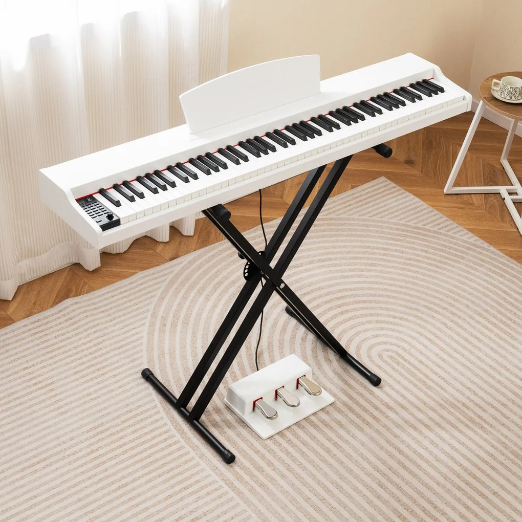 Costway Piano a tastiera di dimensioni complete semipesante con supporto regolabile, Set di pianoforte digitale a 88 tasti 3 Colori
