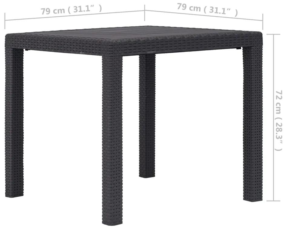 Tavolo da giardino marrone 79x79x72 cm in plastica stile rattan