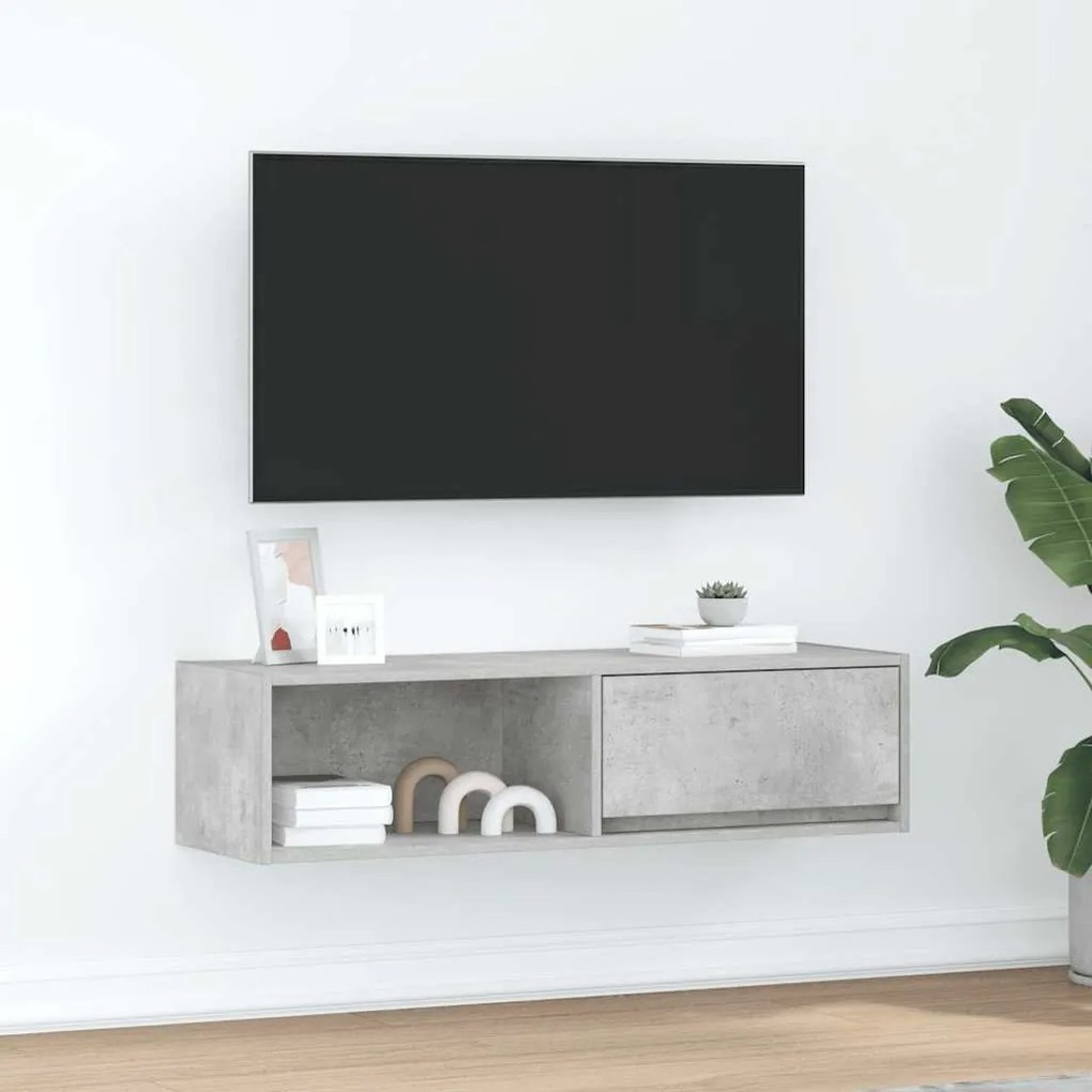Mobile Tv Grigio Cemento 100x31x25,5 Cm Legno Multistrato /