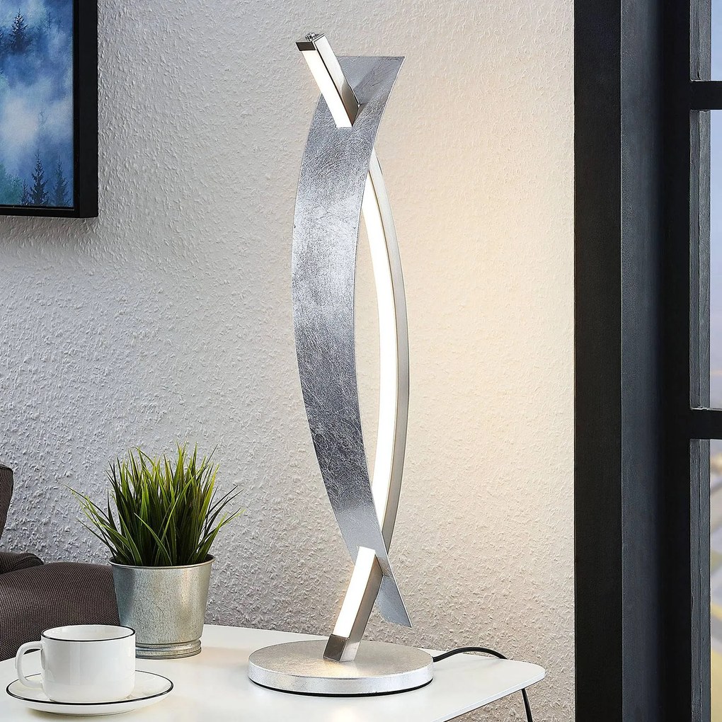 Lampada da tavolo a LED Marija Lucande, dimmerabile, Cromo / Argento, Soggiorno / Sala da pranzo, Metallo, Moderno, Lampada da tavolo LED