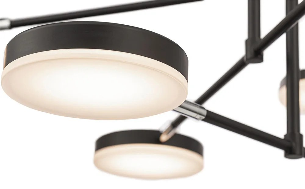 Lampadario A Sospensione Moderno Fad Metallo Nero Acrilico 8 Luci Led49W