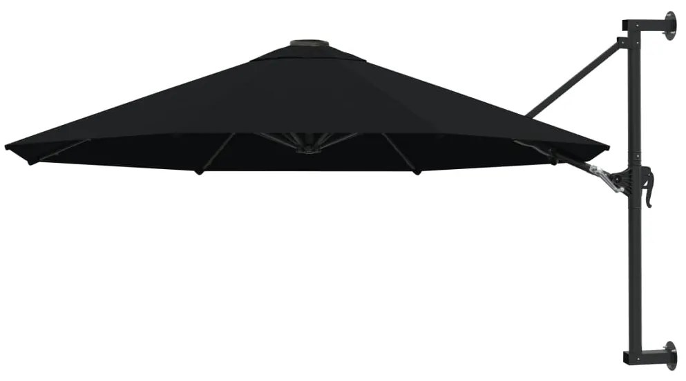 Ombrellone A Muro Con Palo İn Metallo 300 Cm Nero /