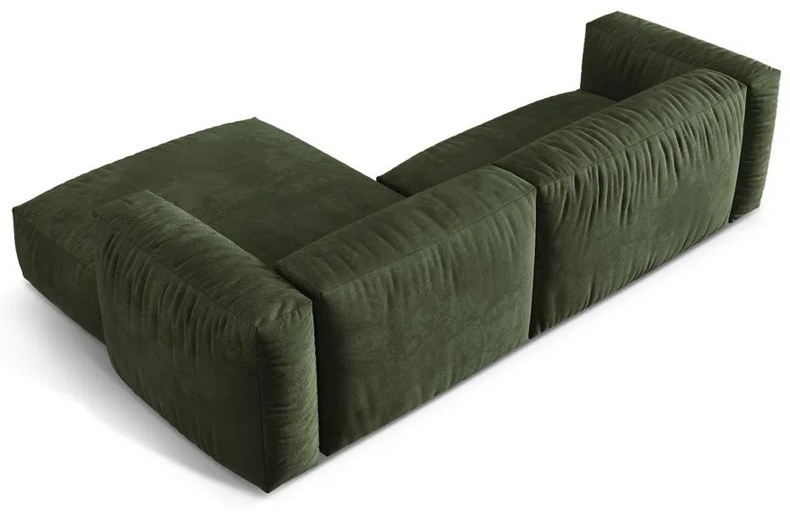 Divano angolare componibile verde (con penisola a destra/con chaise lounge) con rivestimento in velluto Martina – Micadoni