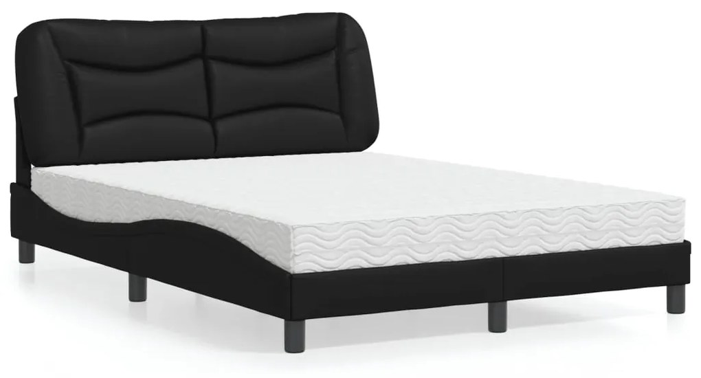 Letto Con Materasso Nero 140x200 Cm İn Similpelle /