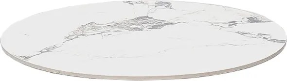 Tavolo pub ristorante bar rotondo 70 cm Top esterno effetto Marmo Bianco base argento H 75
