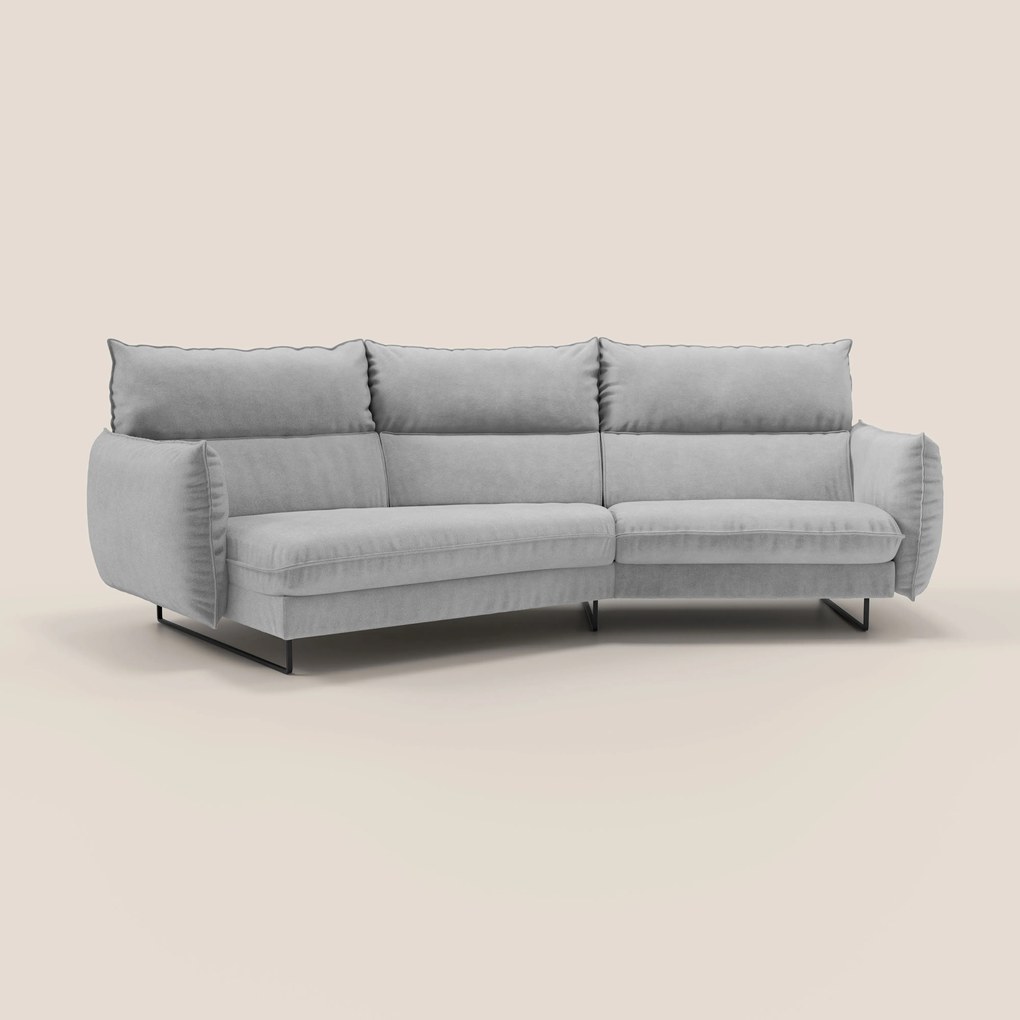 Monamour divano moderno angolare con opzione relax elettrico in microfibra smacchiabile impermeabile T11 grigio chiaro