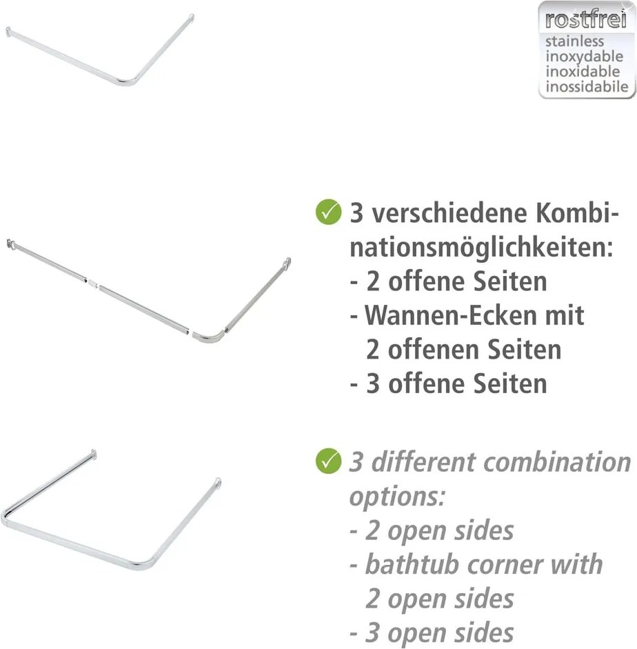 Asta per tende da doccia in argento lucido Era - Wenko