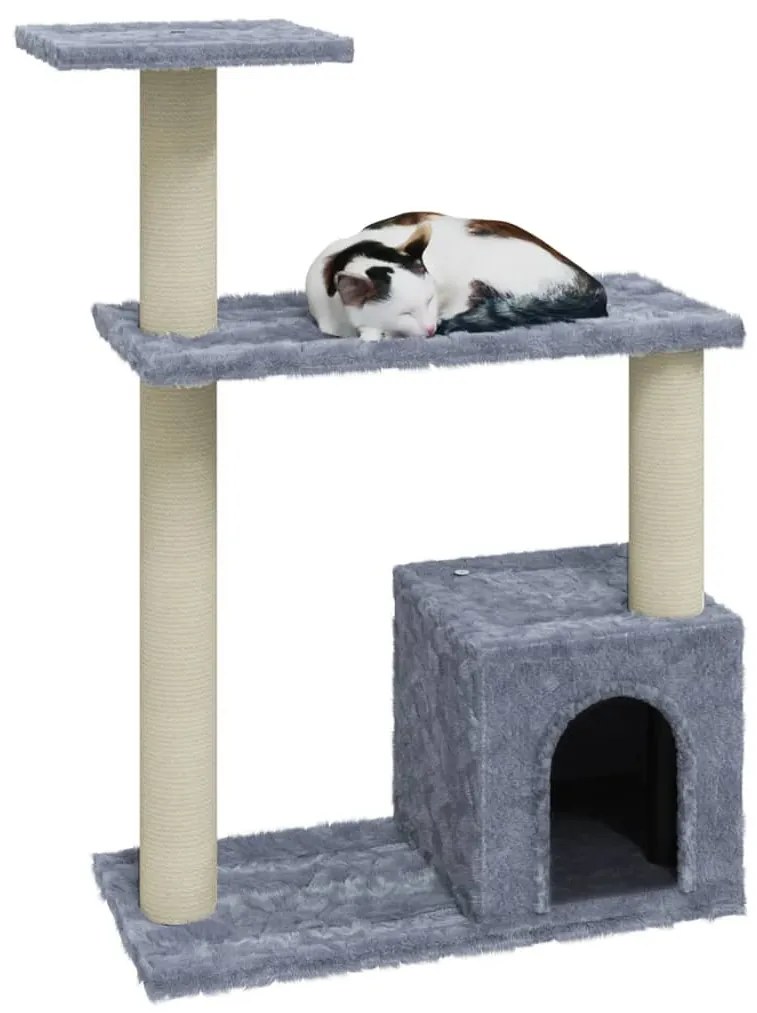 Albero per gatti con tiragraffi in sisal grigio chiaro 70 cm